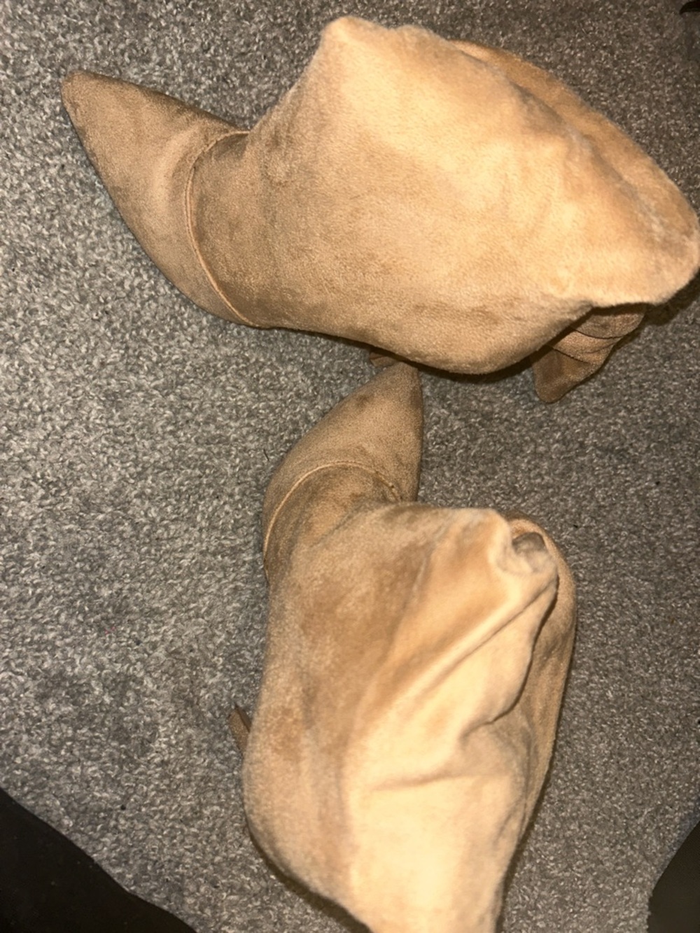 Liliana Tan Suede Pointed-Toe Slouch Boots